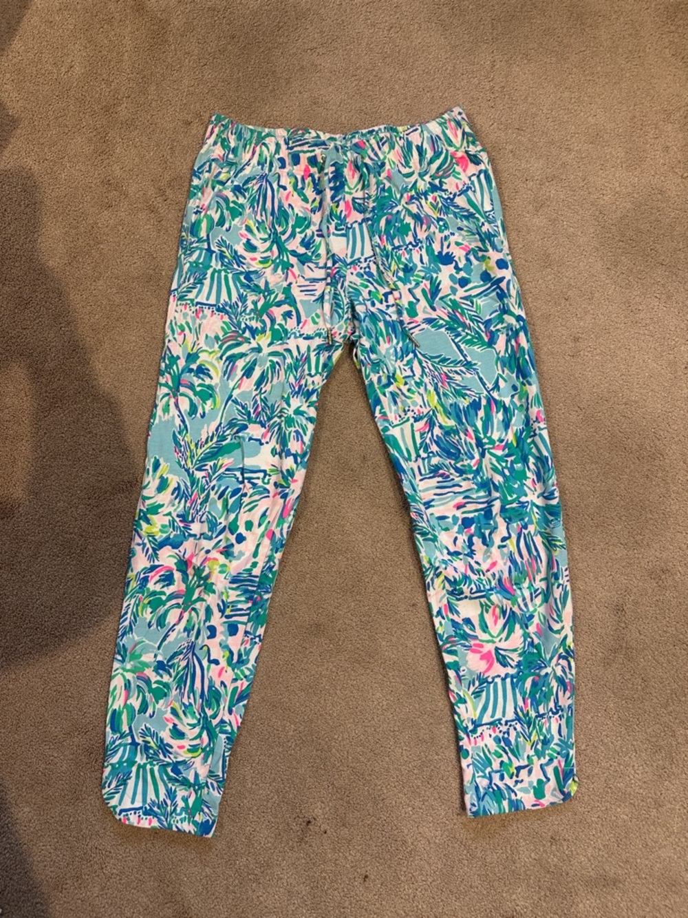 Lilly Pulitzer women’s ' Aqua Pink Tropical Print Leggings
